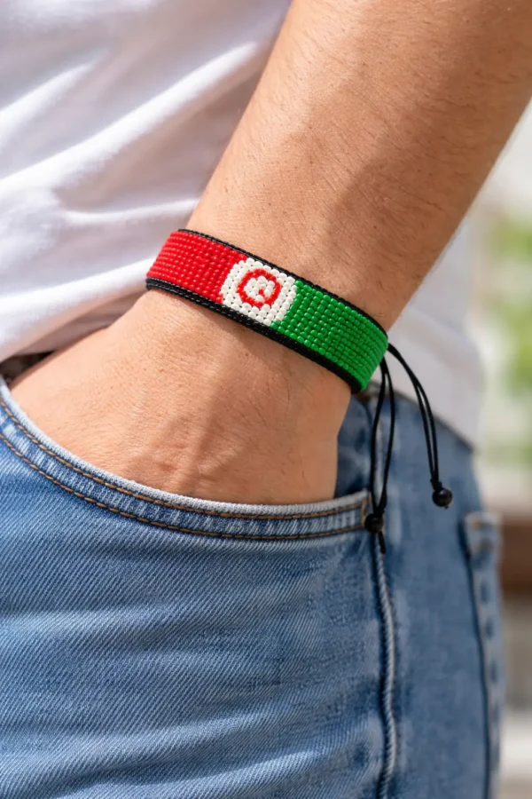 Model with Afgahnistan Flag bracelet