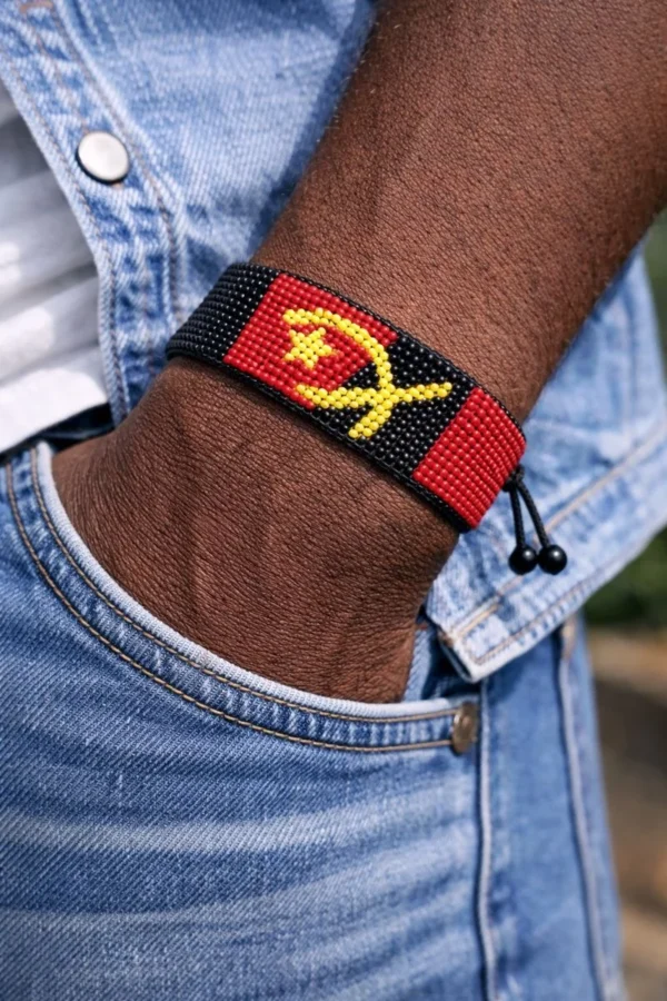 African Model with Angolan Flag bracelet
