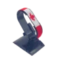 Canada flag bracelet handcrafted in authentic flag colors on Black Stand.