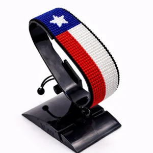 Chile flag bracelet handcrafted in authentic flag colors