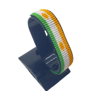 India flag bracelet handcrafted in authentic flag colors on Black Stand.