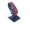 Kenyan UK combo flag bead bracelet with adjustable fit displayed on a stand
