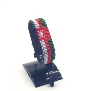 Lebanon flag bracelet handcrafted in authentic flag colors on Black Stand.