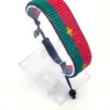 Morocco flag bracelet handcrafted in authentic flag colors on Clear Stand.