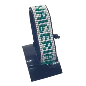 Nigeria flag bracelet handcrafted in authentic flag colors on Black Stand.