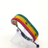 Senegal flag bracelet handcrafted in authentic flag colors on Black Stand.