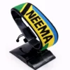 Handcrafted Tanzania with Name flag bracelet, adjustable beaded wrist accessory, displayed on a black stand.