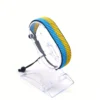 Ukraine flag bracelet handcrafted in authentic flag colors on Clear Stand.