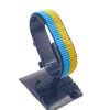 Ukraine flag bracelet handcrafted in authentic flag colors on Black Stand.