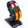 Central African Republic flag bracelet handcrafted in authentic flag colors on Black Stand.