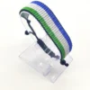 Sierra Leone flag bracelet handcrafted in authentic flag colors on Clear Stand.