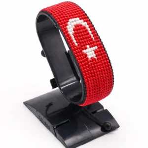 Turkey flag bracelet handcrafted in authentic flag colors on Black Stand.