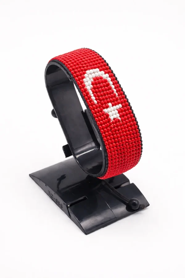 Turkey flag bracelet handcrafted in authentic flag colors on Black Stand.