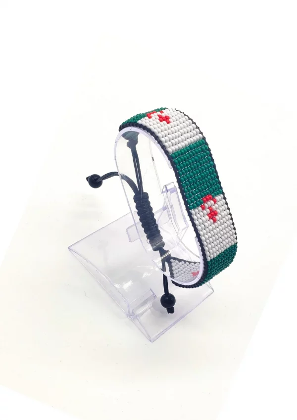 Handmade Algeria Flag Bracelet featuring the colors of the Algerian flag on an adjustable bracelet.