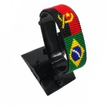 Angola Brazil Flag Bracelet Combo Adjustable handcrafted with the colors of the Angolan and Brazilian flags.