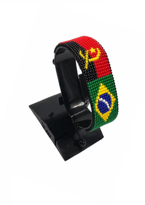 Angola Brazil Flag Bracelet Combo Adjustable handcrafted with the colors of the Angolan and Brazilian flags.