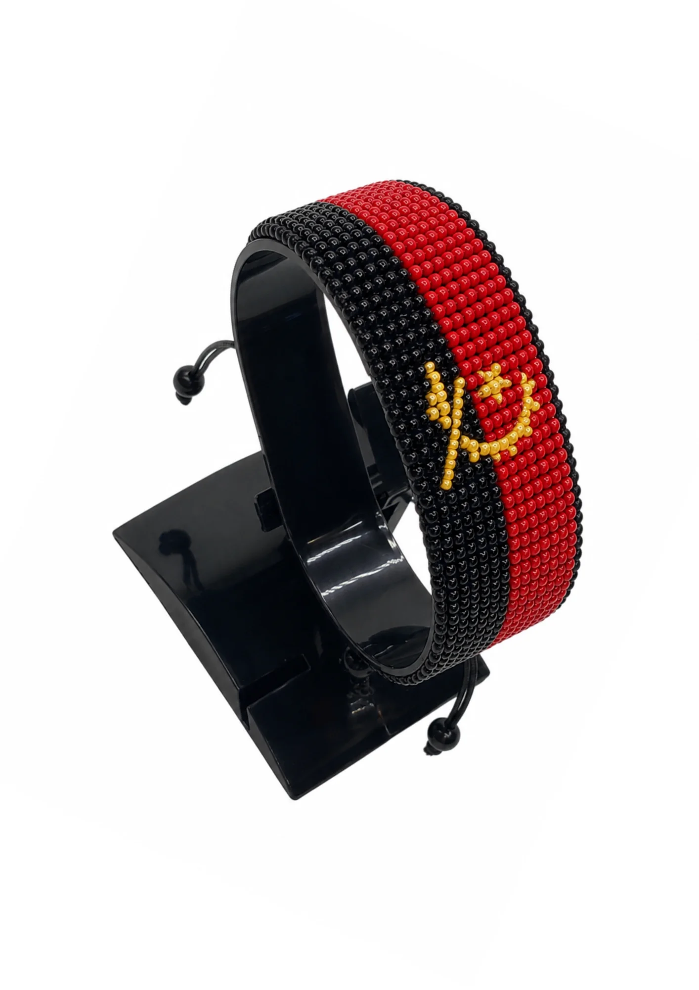 Angola Flag Bracelet Adjustable handcrafted with the colors of the Angolan flag.