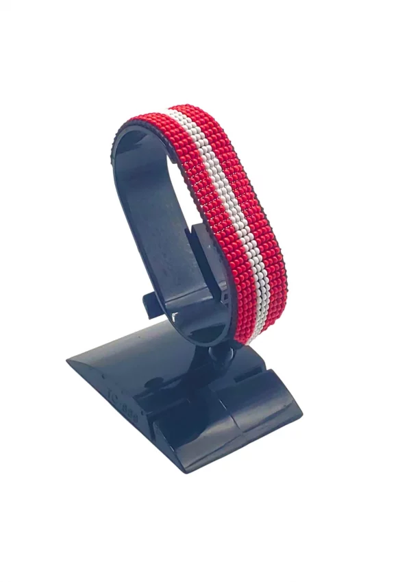 Handmade Austria Flag Bracelet featuring the colors of the Austrian flag on an adjustable bracelet.