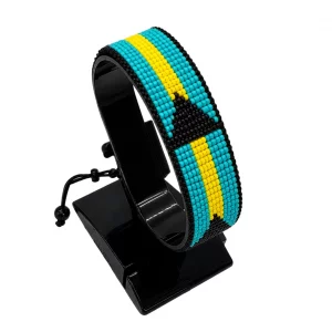 Bahamas Flag Bracelet Adjustable handcrafted with the colors of the Bahamas flag.