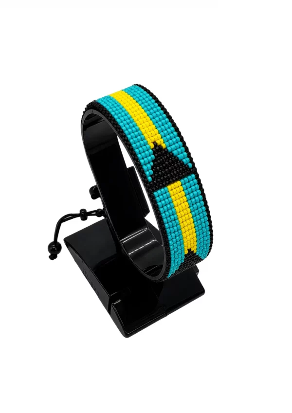Bahamas Flag Bracelet Adjustable handcrafted with the colors of the Bahamas flag.