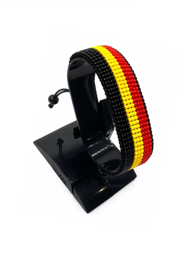 Belgium Flag Bracelet Adjustable handcrafted with beadwork in the colors of the Belgium flag.