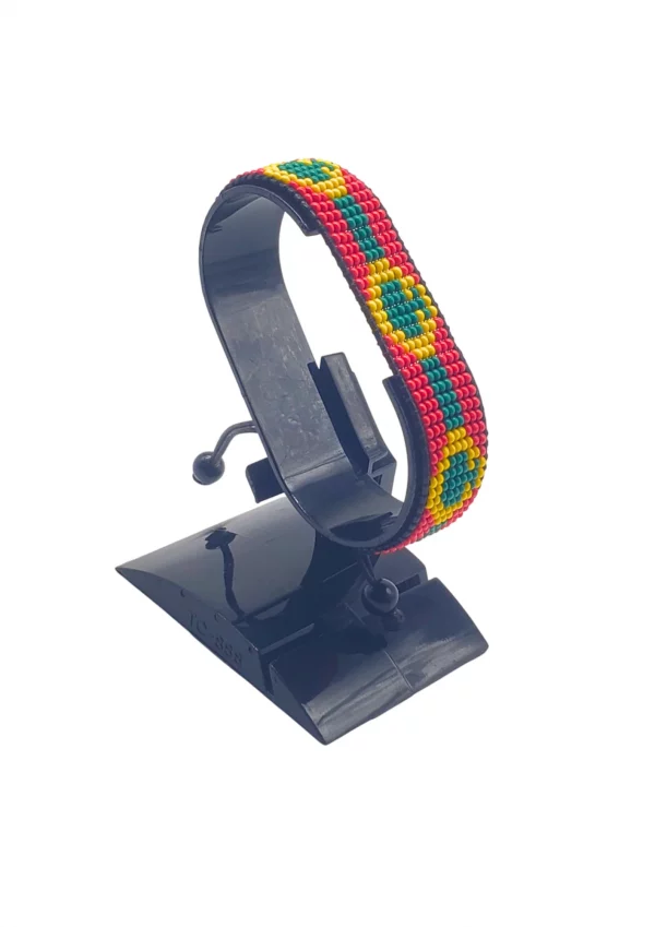 Handmade Bolivia Adjustable Flag Bracelet featuring the colors of the Bolivian flag on an adjustable bracelet.
