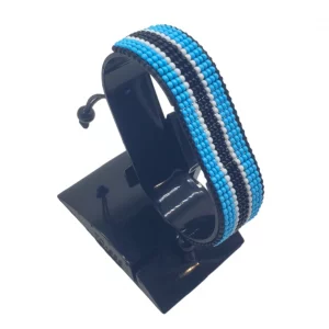 Handmade Botswana Adjustable Flag Bracelet featuring the colors of the Botswana flag on an adjustable bracelet.