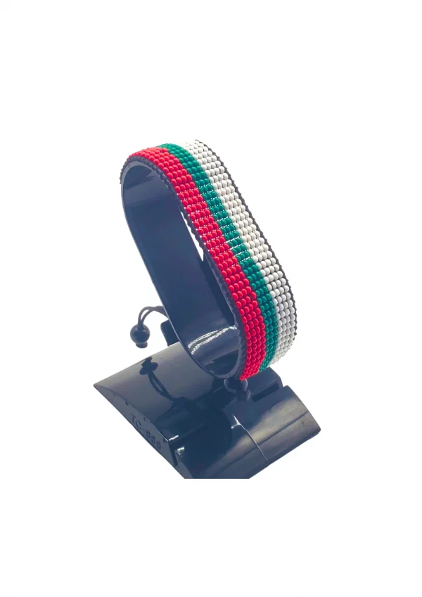 Bulgaria Flag Bracelet Adjustable handcrafted with beadwork in the colors of the Bulgaria flag.