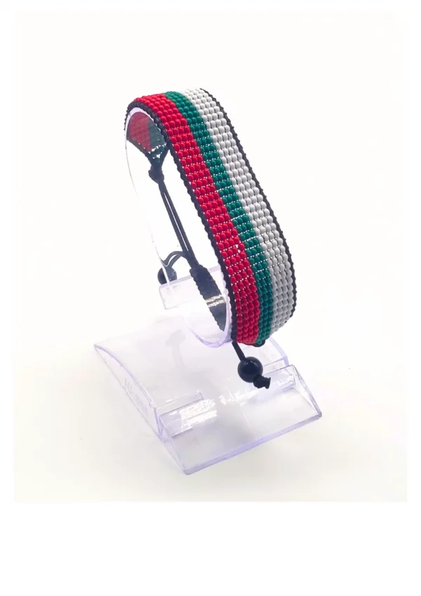 Bulgaria Flag Bracelet Adjustable handcrafted with beadwork in the colors of the Bulgaria flag.