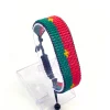 Handmade Burkina Faso Adjustable Flag Bracelet featuring the colors of the Burkina Faso flag on an adjustable bracelet.