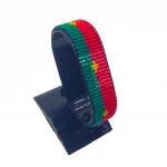 Handmade Burkina Faso Adjustable Flag Bracelet featuring the colors of the Burkina Faso flag on an adjustable bracelet.