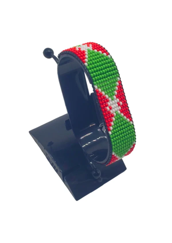 Burundi Flag Bracelet Adjustable Horizontal Stripe handcrafted with beadwork in the colors of the Poland flag.