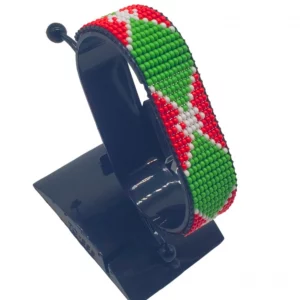 Burundi Flag Bracelet Adjustable handcrafted with beadwork in the colors of the Burundi flag.
