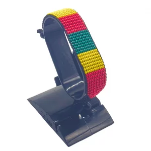 Cameroon Flag Bracelet Adjustable handcrafted with beadwork in the colors of the Cameroon flag.