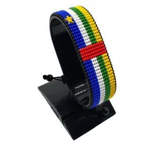 Central African Republic Flag Bracelet Adjustable handcrafted with beadwork in the colors of the Central African Republic flag.
