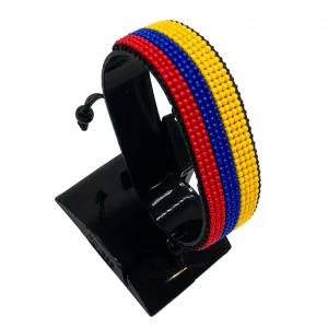 Colombia Flag Bracelet Adjustable handcrafted with beadwork in the colors of the Colombia flag.