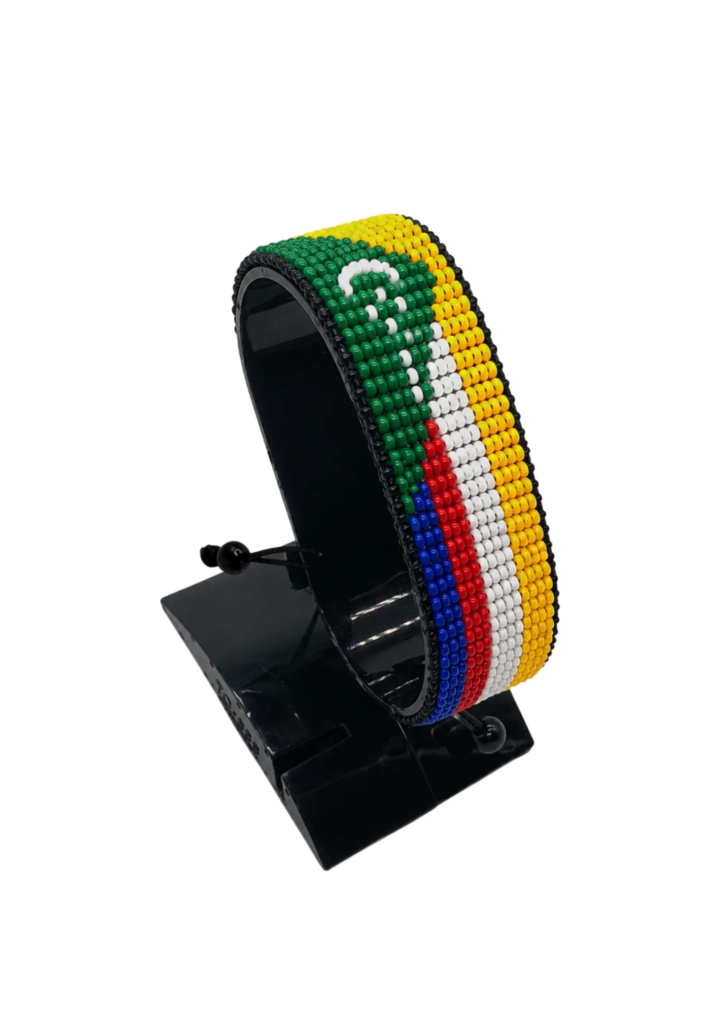 Comoros Flag Bracelet Adjustable handcrafted with beadwork in the colors of the Comoros flag.