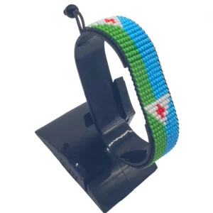 Djibouti Flag Bracelet Adjustable handcrafted with beadwork in the colors of the Djibouti flag.