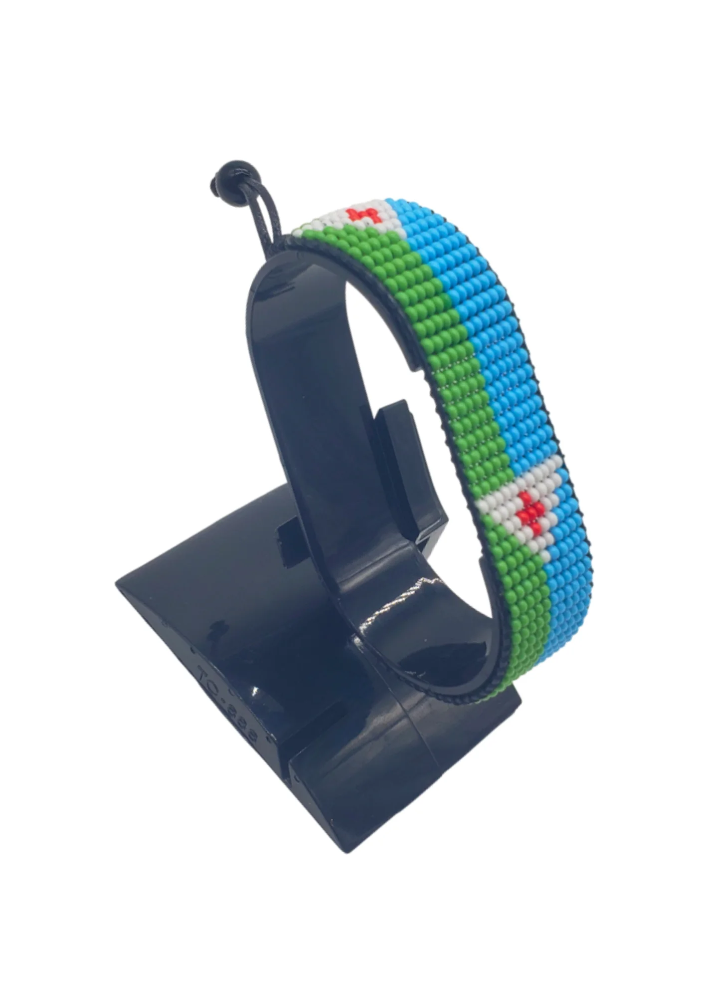 Djibouti Flag Bracelet Adjustable handcrafted with beadwork in the colors of the Djibouti flag.