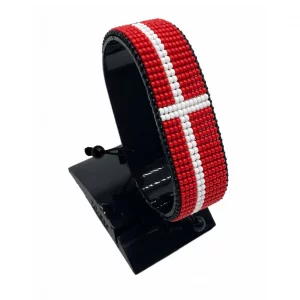 Denmark Flag Bracelet Adjustable handcrafted with beadwork in the colors of the Denmark flag.