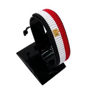 Egypt Flag Bracelet Adjustable handcrafted with beadwork in the colors of the Egypt flag.