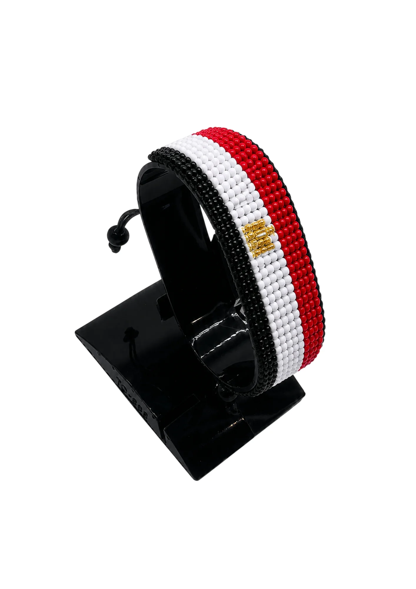 Egypt Flag Bracelet Adjustable handcrafted with beadwork in the colors of the Egypt flag.