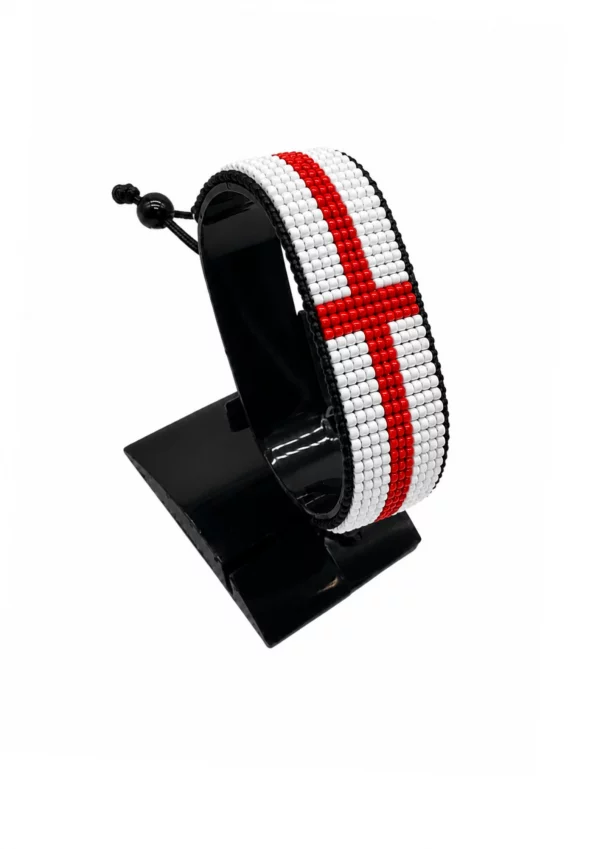 England Flag Bracelet Adjustable handcrafted with beadwork in the colors of the England flag.