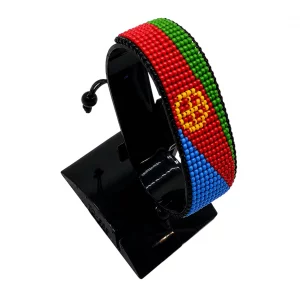 Eritrea Flag Bracelet Adjustable handcrafted with beadwork in the colors of the Eritrea flag.