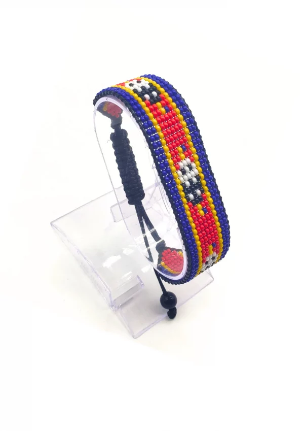 Eswatini Flag Bracelet Adjustable handcrafted with beadwork in the colors of the Eswatini flag.