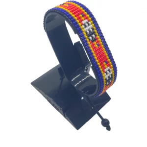 Eswatini Flag Bracelet Adjustable handcrafted with beadwork in the colors of the Eswatini flag.