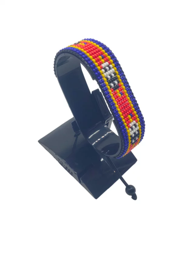Eswatini Flag Bracelet Adjustable handcrafted with beadwork in the colors of the Eswatini flag.