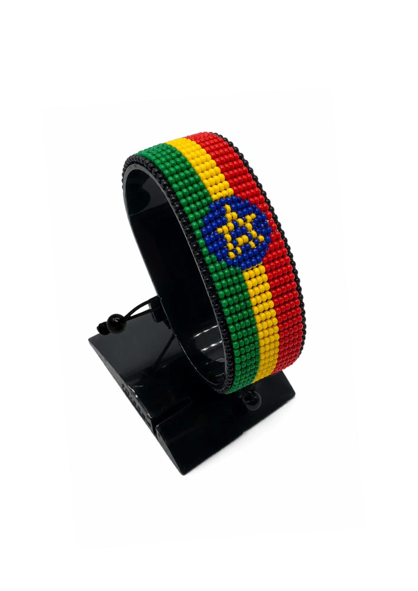 Ethiopia Flag Bracelet Adjustable handcrafted with beadwork in the colors of the Ethiopia flag.