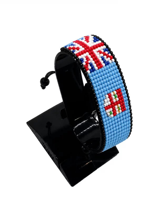 Fiji Flag Bracelet Adjustable handcrafted with beadwork in the colors of the Fiji flag.