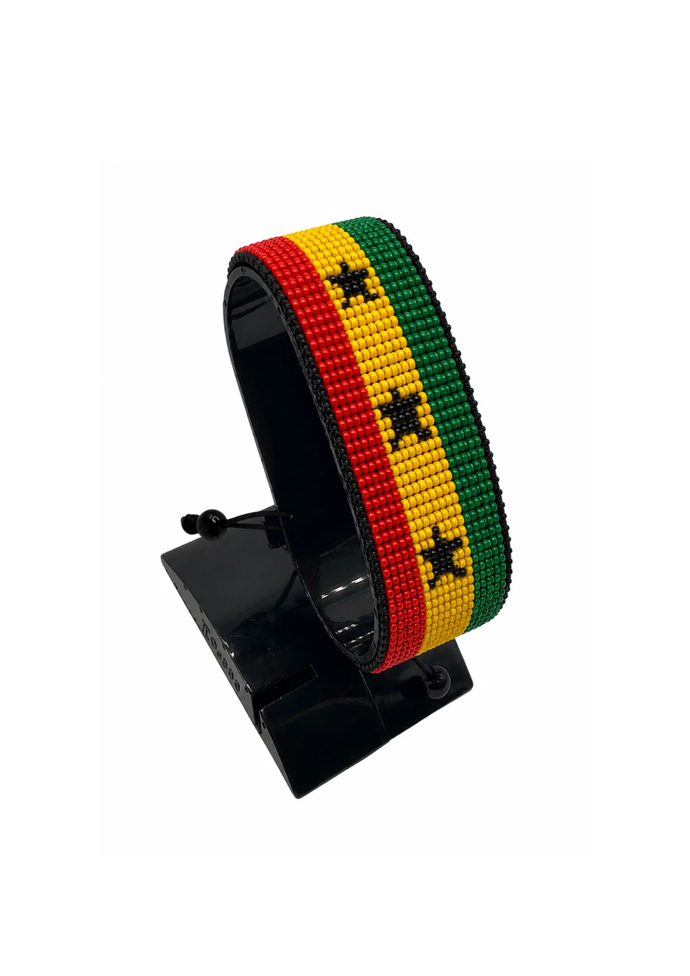 Ghana Flag Bracelet Adjustable handcrafted with beadwork in the colors of the Ghana flag.
